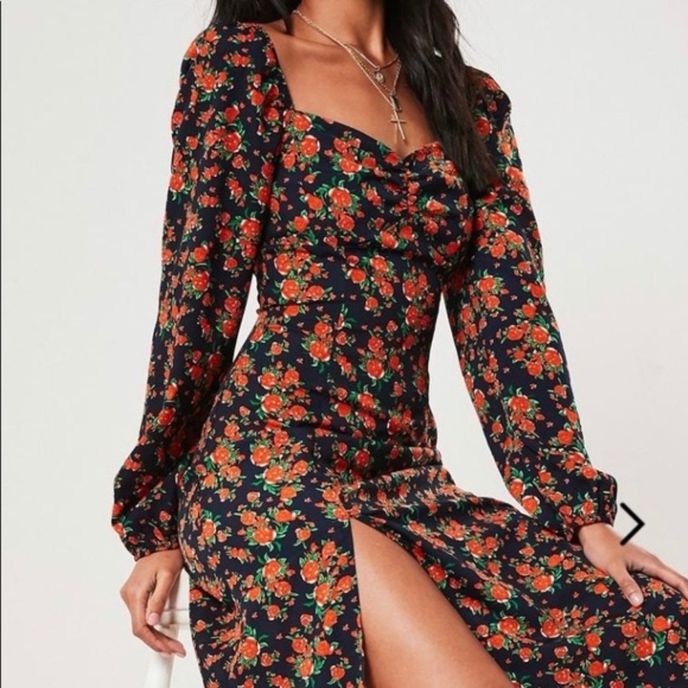 SHEIN Floral Print Midi Dress